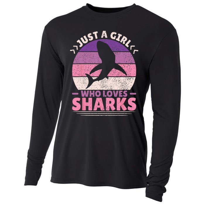 Just A Girl Who Loves Sharks Lover Shark Stuff Funny Shark Cooling Performance Long Sleeve Crew