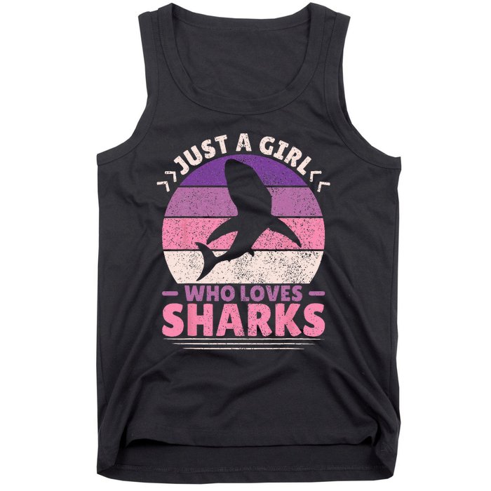 Just A Girl Who Loves Sharks Lover Shark Stuff Funny Shark Tank Top