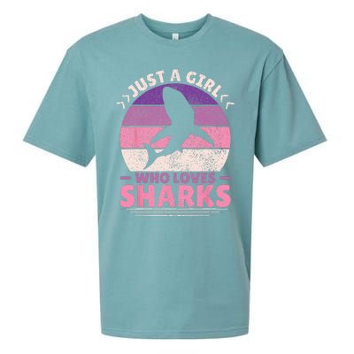 Just A Girl Who Loves Sharks Lover Shark Stuff Funny Shark Sueded Cloud Jersey T-Shirt