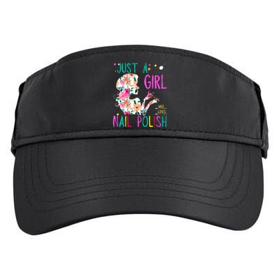 Just A Girl Who Loves Nail Polish Tropical Watercolor Floral Adult Drive Performance Visor