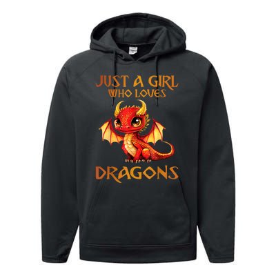 Just A Girl Who Loves Dragons Performance Fleece Hoodie