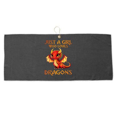 Just A Girl Who Loves Dragons Large Microfiber Waffle Golf Towel