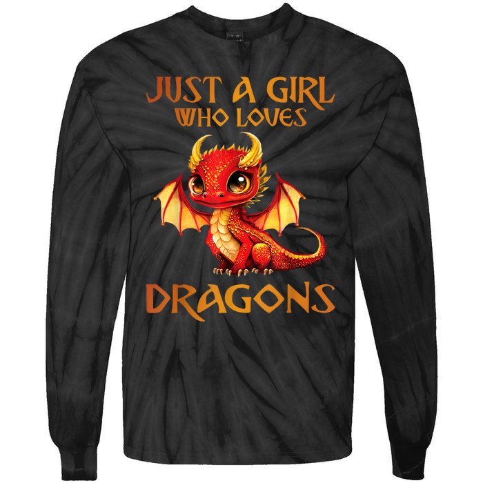 Just A Girl Who Loves Dragons Tie-Dye Long Sleeve Shirt