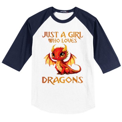 Just A Girl Who Loves Dragons Baseball Sleeve Shirt