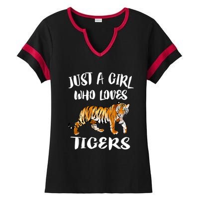 Just A Girl Who Loves Tigers Tiger Animal Lover Gift Ladies Halftime Notch Neck Tee