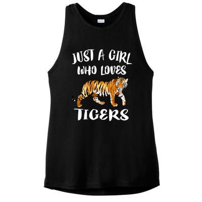 Just A Girl Who Loves Tigers Tiger Animal Lover Gift Ladies PosiCharge Tri-Blend Wicking Tank