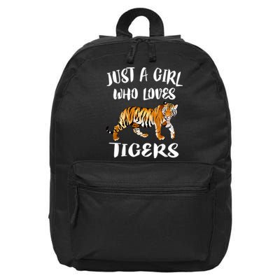 Just A Girl Who Loves Tigers Tiger Animal Lover Gift 16 in Basic Backpack