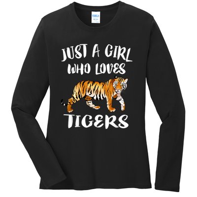 Just A Girl Who Loves Tigers Tiger Animal Lover Gift Ladies Long Sleeve Shirt