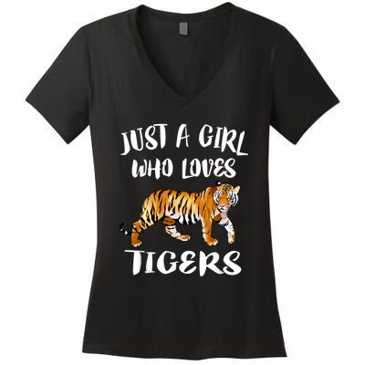 Just A Girl Who Loves Tigers Tiger Animal Lover Gift Women's V-Neck T-Shirt