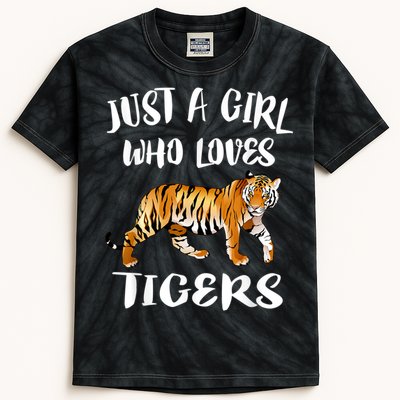 Just A Girl Who Loves Tigers Tiger Animal Lover Gift Kids Tie-Dye T-Shirt