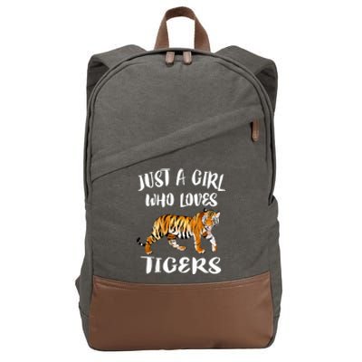 Just A Girl Who Loves Tigers Tiger Animal Lover Gift Cotton Canvas Backpack