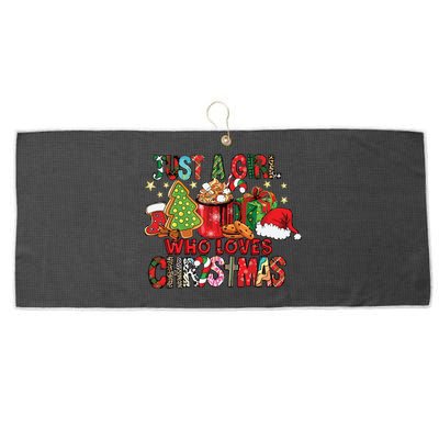 Just A Girl Who Loves Hot Cocoa Funny Christmas Large Microfiber Waffle Golf Towel