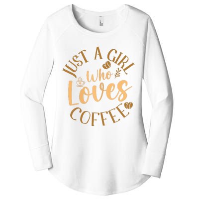 Just A Girl Who Loves Coffee Womens Coffee Lover Women's Perfect Tri Tunic Long Sleeve Shirt