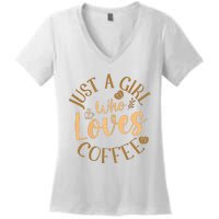 Just A Girl Who Loves Coffee Womens Coffee Lover Women's V-Neck T-Shirt