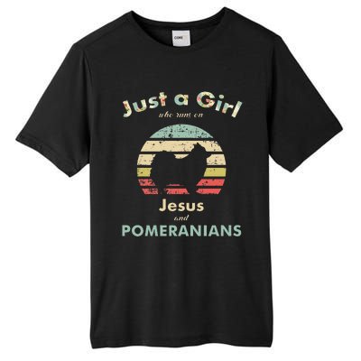 Just A Girl Who Runs On Jesus And Pomeranians Tall Fusion ChromaSoft Performance T-Shirt