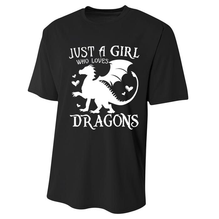 Just A Girl Who Loves Dragons Performance Sprint T-Shirt