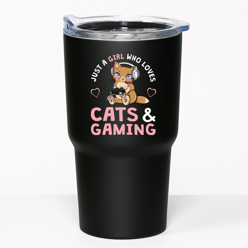 Just A Girl Who Loves Cats And Gaming Cute Gamer Cat Tumbler