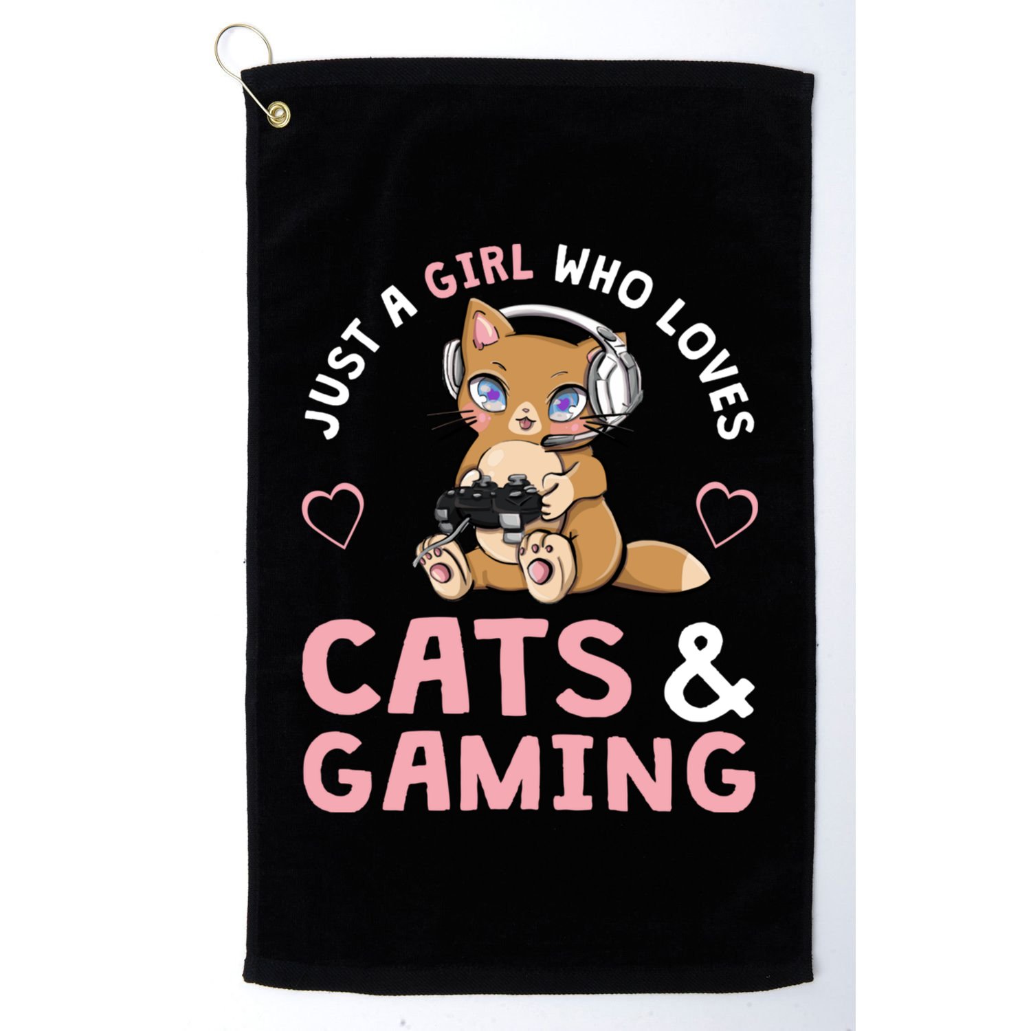 Just A Girl Who Loves Cats And Gaming Cute Gamer Cat Golf Towel