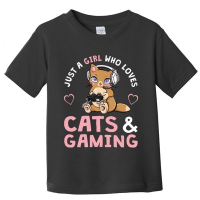 Just A Girl Who Loves Cats And Gaming Cute Gamer Cat Toddler T-Shirt