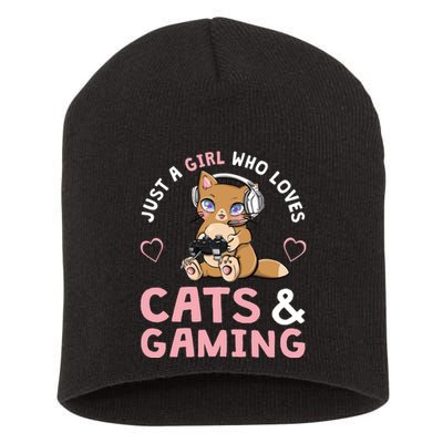 Just A Girl Who Loves Cats And Gaming Cute Gamer Cat Short Acrylic Beanie