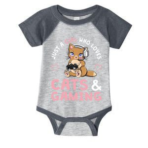 Just A Girl Who Loves Cats And Gaming Cute Gamer Cat Infant Baby Jersey Bodysuit