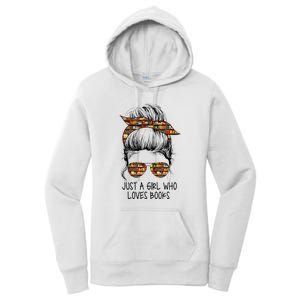 Just A Girl Who Loves Books Funny Messy Bun Women's Pullover Hoodie