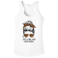 Just A Girl Who Loves Books Funny Messy Bun Ladies PosiCharge Competitor Racerback Tank