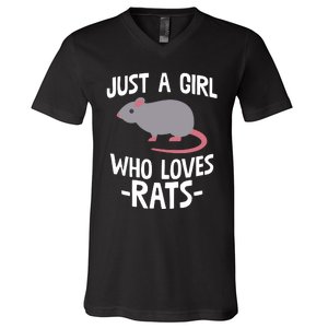 Just A Girl Who Loves Rats Rat Lover Gift V-Neck T-Shirt