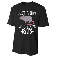 Just A Girl Who Loves Rats Rat Lover Gift Performance Sprint T-Shirt