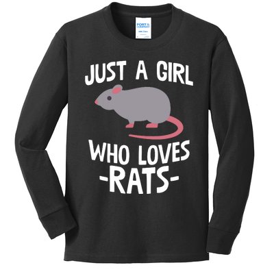 Just A Girl Who Loves Rats Rat Lover Gift Kids Long Sleeve Shirt