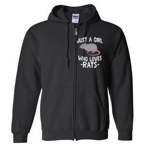 Just A Girl Who Loves Rats Rat Lover Gift Full Zip Hoodie