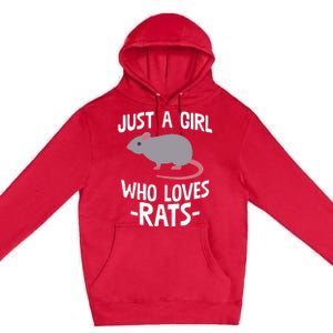 Just A Girl Who Loves Rats Rat Lover Gift Premium Pullover Hoodie