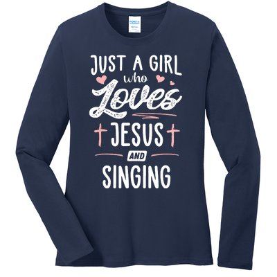 Just A Girl Who Loves Jesus And Singing Gift Women Ladies Long Sleeve Shirt