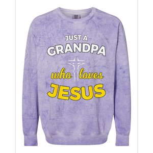 Just A Grandpa Who Loves Jesus Christian Faith Gift Colorblast Crewneck Sweatshirt