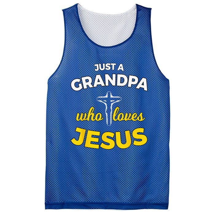 Just A Grandpa Who Loves Jesus Christian Faith Gift Mesh Reversible Basketball Jersey Tank