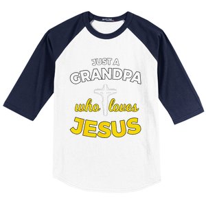 Just A Grandpa Who Loves Jesus Christian Faith Gift Baseball Sleeve Shirt