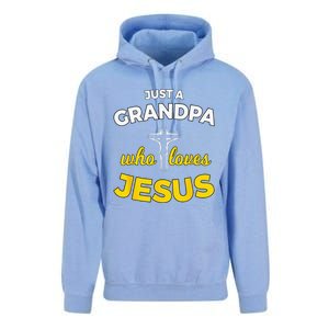 Just A Grandpa Who Loves Jesus Christian Faith Gift Unisex Surf Hoodie