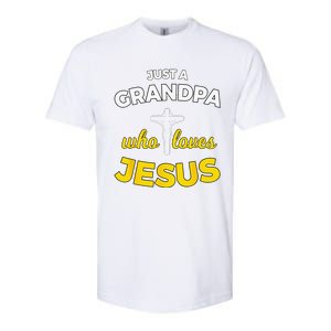 Just A Grandpa Who Loves Jesus Christian Faith Gift Softstyle CVC T-Shirt