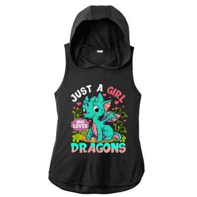 Just A Girl Who Loves Dragons Ladies PosiCharge Tri-Blend Wicking Draft Hoodie Tank