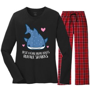 Just A Girl Who Loves Whale Sharks Cute Whale Shark Women's Long Sleeve Flannel Pajama Set 