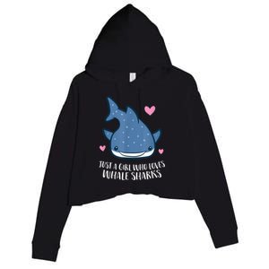 Just A Girl Who Loves Whale Sharks Cute Whale Shark Crop Fleece Hoodie