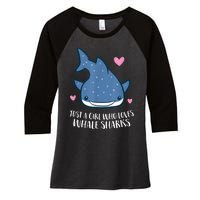 Just A Girl Who Loves Whale Sharks Cute Whale Shark Women's Tri-Blend 3/4-Sleeve Raglan Shirt