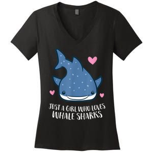 Just A Girl Who Loves Whale Sharks Cute Whale Shark Women's V-Neck T-Shirt