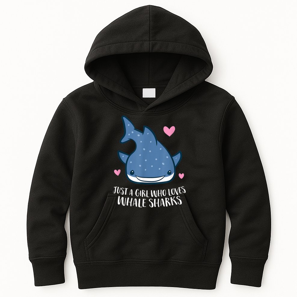 Just A Girl Who Loves Whale Sharks Cute Whale Shark Kids Hoodie