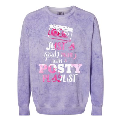 Just a Good Mom with a Posty Play List Funny Saying Mother Colorblast Crewneck Sweatshirt