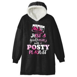 Just a Good Mom with a Posty Play List Funny Saying Mother Hooded Wearable Blanket