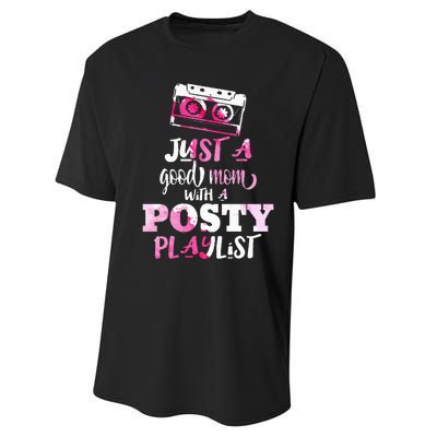 Just a Good Mom with a Posty Play List Funny Saying Mother Performance Sprint T-Shirt