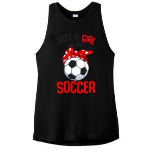 Just A Girl Who Loves Soccer Girls Ladies PosiCharge Tri-Blend Wicking Tank