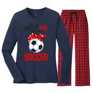 Just A Girl Who Loves Soccer Girls Women's Long Sleeve Flannel Pajama Set 