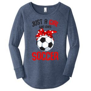 Just A Girl Who Loves Soccer Girls Women's Perfect Tri Tunic Long Sleeve Shirt